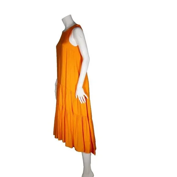 Maeve Anthropologie Women's XS Yellow Hi-Low Midi Sleeveless Pockets Maxi Dress - Picture 6 of 7